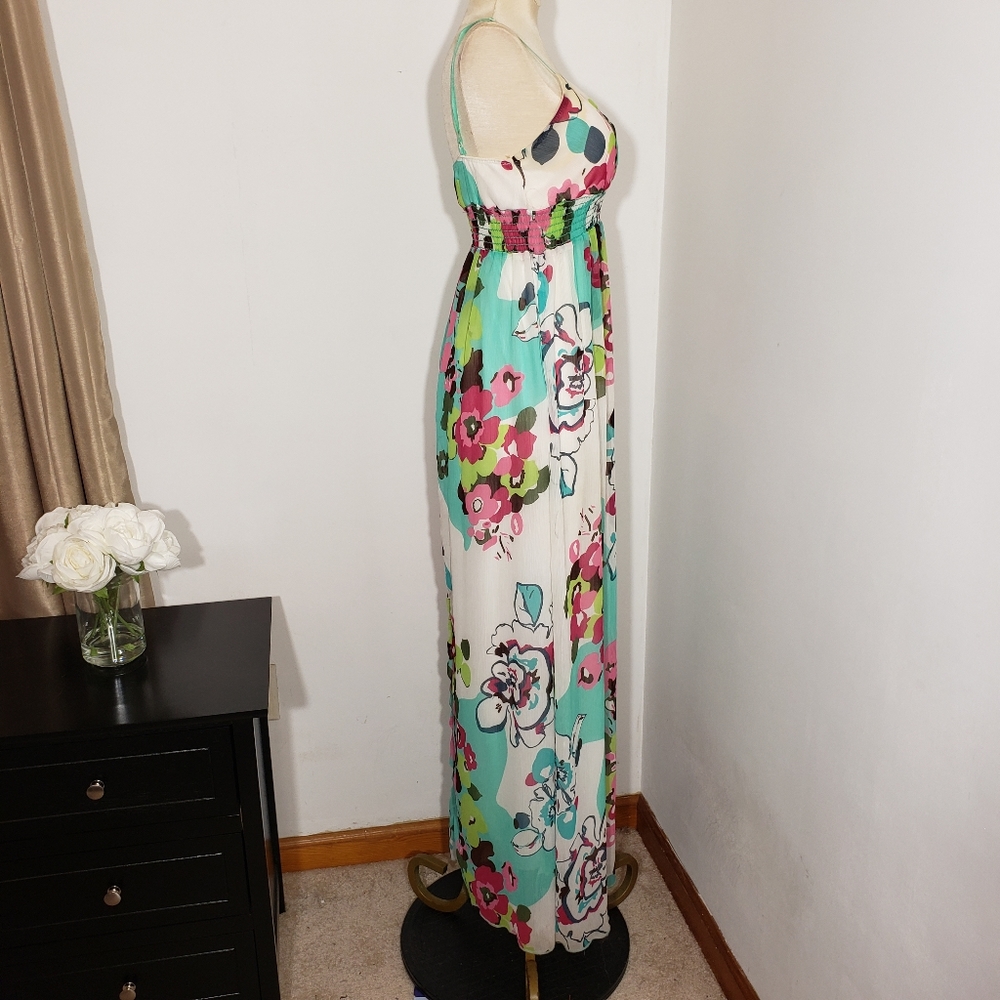 Mitto turquoise & pink maxi dress size Small - Picture 4 of 6